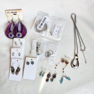 Costume Jewelry Lot – Earrings, Hoops, Statement Necklace, Trendy Styles